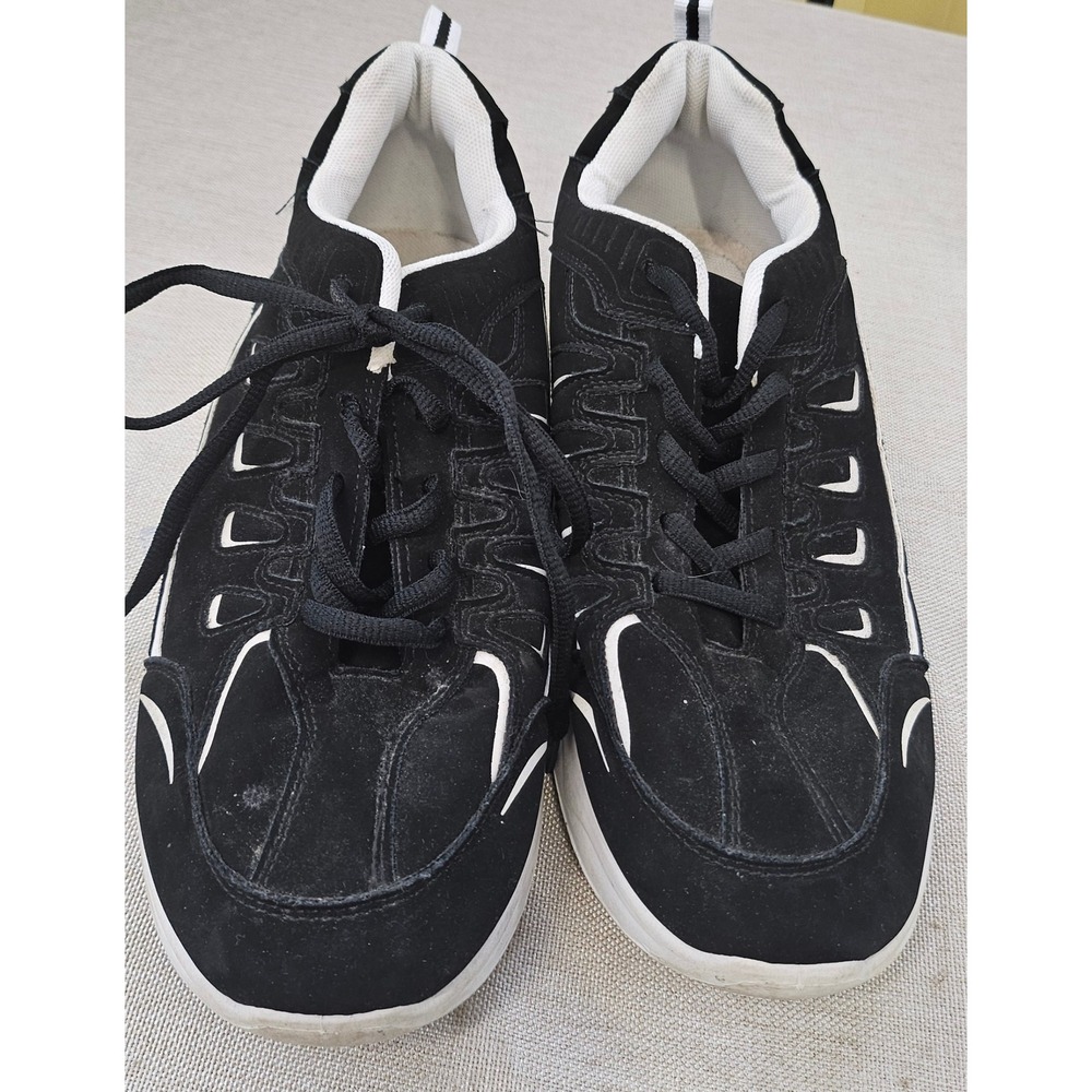OT Revolution  Black White Sneakers Men 10 Athletic Casual Low Top Vegan Leather
